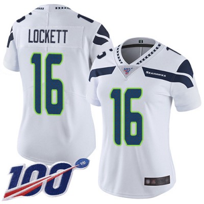 Nike Seattle Seahawks #16 Tyler Lockett White Women's Stitched NFL 100th Season Vapor Limited Jersey